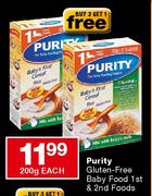 Purity Gluten-Free Baby Food 1st & 2nd Foods-200g Each
