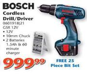 Bosch Cordless Drill/Driver + Free 25 Piece Bit Set 