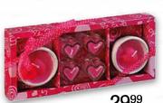 Heart Candles In Glass Holders Gift Set