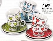 Espresso Cup & Saucer Set -12 Piece