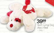 Soft Lying Dog Assorted -34cm
