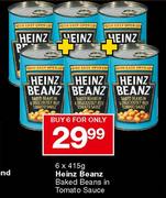 Heinz Beanz Baked Beans in Tomato Sauce-6 x 415gm