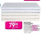 Room Sevice Pin Stripe Sheeting King Fitted Or Flat-Each