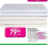 Room Sevice Pin Stripe Sheeting Queen Fitted Or Flat-Each