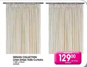 Design Collection Linen Stripe Voile Curtains-230x218cm Per Drop 