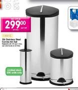 Home Stainless Steel Combo Bin Set-30 Ltr and 3 Ltr Bins and Toilet Brush Set