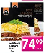 M Brand Lasagne Beef-1.5kg Each