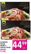 M Brand Whole Medium Prawns 41/60-Each