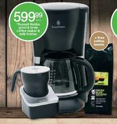 Russell Hobbs Grind & Brew Coffee Maker & Milk Frother-Each + Free Coffee Beans 