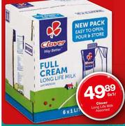 Clover Long Life Milk Assorted-6 x 1 Ltr