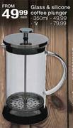 Glass & Silicone Coffee Plunger-1L Each