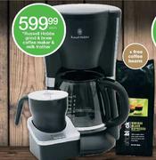 Russell Hobbs Grind & Brew Coffee Maker & Milk Frother-Each + Free Coffee Beans