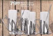 Metal & Glass Coffee Cup Set-12 Piece Per Set