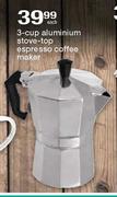 3-Cup Aluminium Stove-Top Espresso Coffee Maker-Each