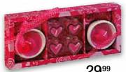 Heart Candles in Glass Holders Gift Set