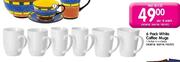 6 Pack White Coffee Mug