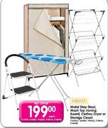Home Metal Step Stool, Mesh Top Ironing Board, Clothes Dryer or Storage Closet-each