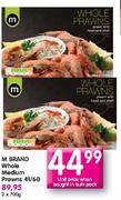 M Brand Whole Medium Prawns 41/60-2 x 700gm