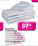 Room Service Pin Stripe Sheeting Queen Fitted & Flat-Each