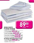 Room Service Pin Stripe Sheeting Double Fitted-Each