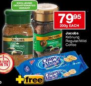 Jacobs Kronung Regular/Mild Coffee-200gm Each