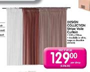 Design Collection Stripe Voile Curtain-230x218cm Per Drop