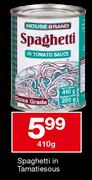 Housebrand Spaghetti in Tamatiesous-410g