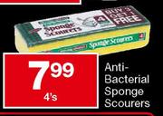 Housebrand Anti Bacterial Sponge Scourers-4's Pack