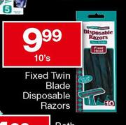Housebrand Fixed Twin Blade Disposable Razors-10's Pack