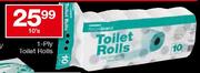 Housebrand 1 Ply Toilet Rolls-10's pack