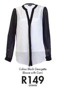 Colour Black Georgette Blouse With Cami-233650