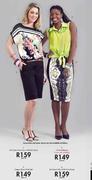 Knit Pencil Skirt With Print Panel-233649