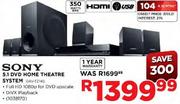 Sony 5.1 DVD Home Theatre System (DAV-TZ140)
