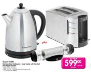 Russell Hobbs Stainless Steel Kettle Plus 2 Slice Toaster With Free Salt & Pepper Grinder - Per Set