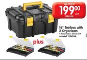 16" Toolbox With 2 Organisers