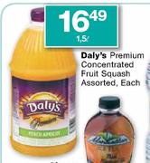 Daly's Premium Concentrated Fruit Squash Assorted-1.5ltr Each