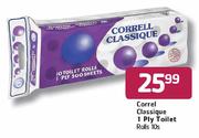 Correll Classique 1 Ply Toilet Rolls-10's