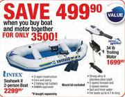 Intex Seahawk II 2-Person Boat + Jarvis Walker 34 lb Trolling Motor