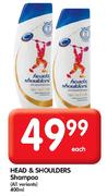 Head & Shoulders Shampoo-400ml Each