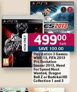 PS3 Games WWE 13/FIFA 2013 Pro Evolution Soccer 2013-Each