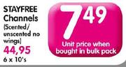 Stayfree Channels Scented/Unscented/No Wings-6x10's