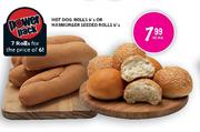 Hot Dog Rolls-6's Or Hamburger Seeded Rolls-6's-Per Pack