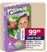 Cuddlers Midi-52's,Maxi-50's,Maxi Plus-48's Or Junior-44's Per Pack