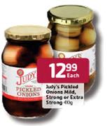 Judy's Pickled Onions Mild,Strong Or Extra Strong-410g Each
