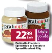 Pralinutta Chocolate Spread Duo Or Chocolate Spread Hazelnut-400g Each