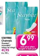 Stayfree Channels (Scented/Unscented/Wings/No Wings)-6x10's