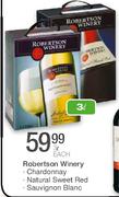Robertson Winery Chardonnay/Natural Sweet Red Sauvignon Blanc-3Ltr Each
