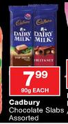 Cadbury Chocolate Slabs Assorted-90g Each