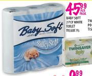 Baby Soft 2 Ply White Toilet Tissue-9's Per Pack