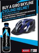 Giro Skyline Cycling Helmet + Free 750ml Powerade Concentrate